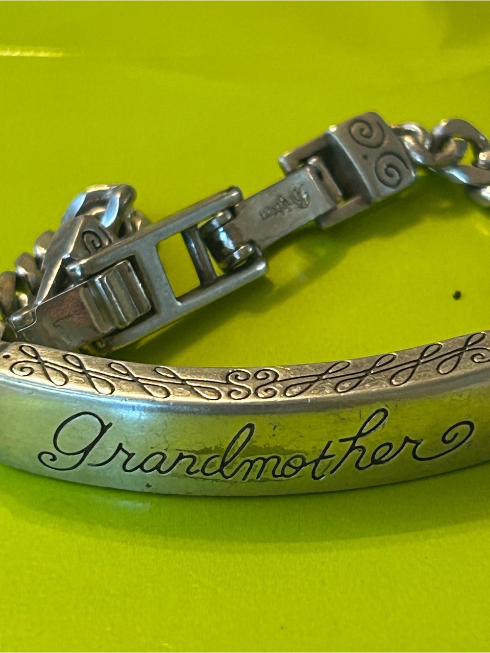 Brighton silver plated "Grandmother" engraved bracelet ID bracelet link chain